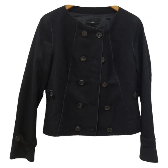 Hugo Boss Wool Jacket Women 6 Black  Coat Blazer - Picture 1 of 8